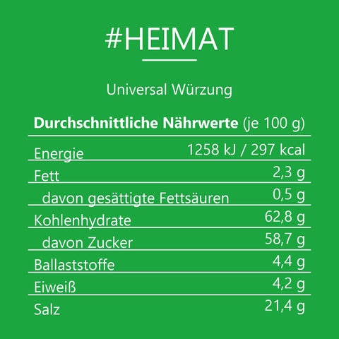 #HEIMAT - Universal Würzung Beutel mit Druckverschluss 100g MHD