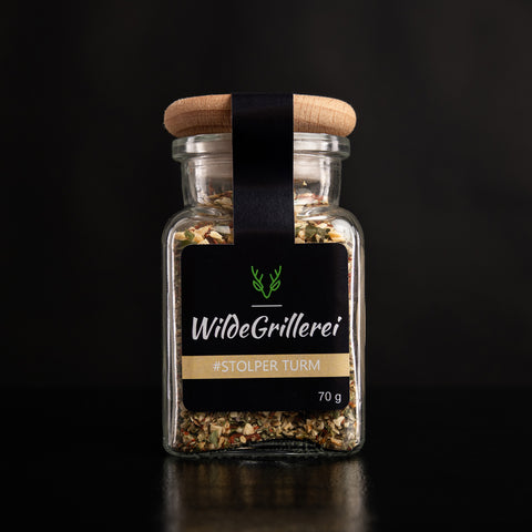 #STOLPER TURM - Aglio Olio Glas mit Holzdeckel 70g MHD