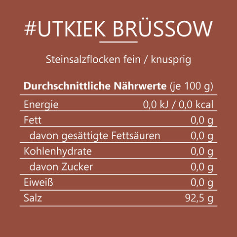#UTKIEK BRÜSSOW - Steinsalzflocken fein / knusprig Beutel mit Druckverschluss 105g MHD