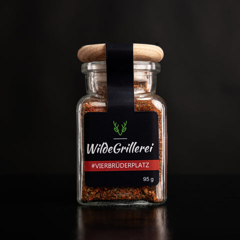 #VIERBRÜDERPLATZ - Steakpfeffer Hot & Spicy Glas mit Holzdeckel 95g MHD