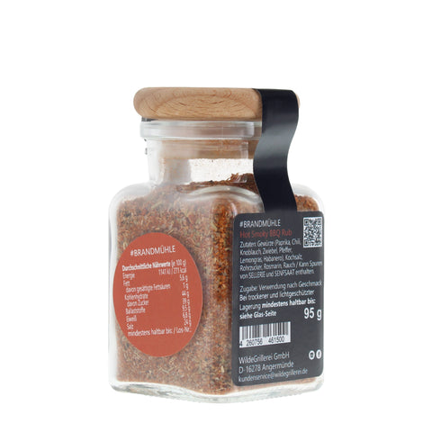 #BRANDMÜHLE - Hot Smoky BBQ Rub Glas mit Holzdeckel 95g MHD