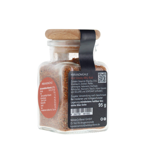 #BRANDMÜHLE - Hot Smoky BBQ Rub Glas mit Holzdeckel 95g MHD
