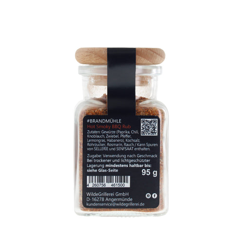 #BRANDMÜHLE - Hot Smoky BBQ Rub Glas mit Holzdeckel 95g MHD