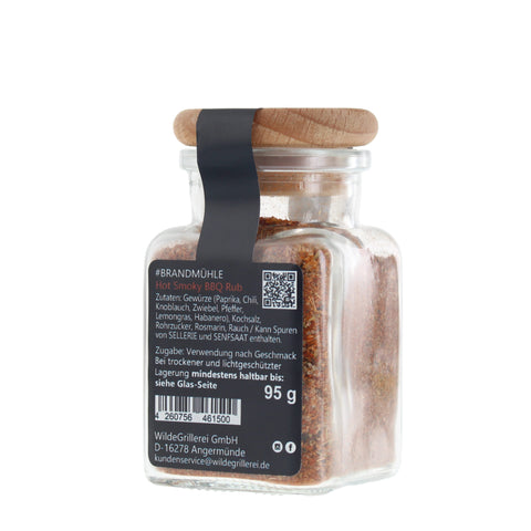 #BRANDMÜHLE - Hot Smoky BBQ Rub Glas mit Holzdeckel 95g MHD