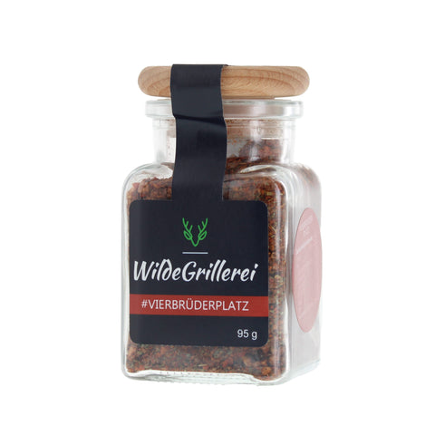 #VIERBRÜDERPLATZ - Steakpfeffer Hot & Spicy Glas mit Holzdeckel 95g MHD