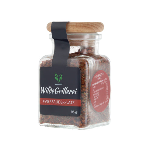 #VIERBRÜDERPLATZ - Steakpfeffer Hot & Spicy Glas mit Holzdeckel 95g MHD