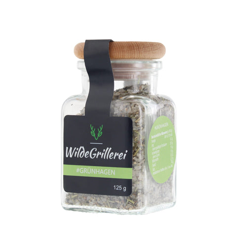 #GRÜNHAGEN - Steaksalz Rosmarin/Thymian Glas mit Holzdeckel 125g MHD