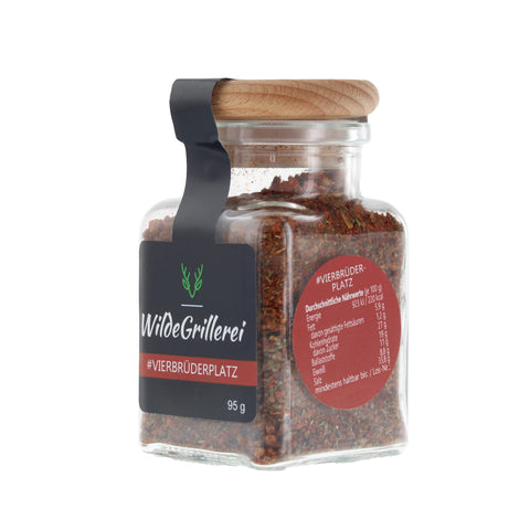 #VIERBRÜDERPLATZ - Steakpfeffer Hot & Spicy Glas mit Holzdeckel 95g MHD
