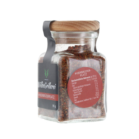 #VIERBRÜDERPLATZ - Steakpfeffer Hot & Spicy Glas mit Holzdeckel 95g MHD