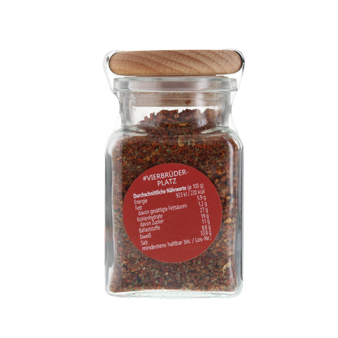 #VIERBRÜDERPLATZ - Steakpfeffer Hot & Spicy Glas mit Holzdeckel 95g MHD