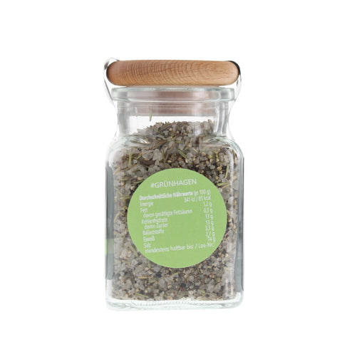 #GRÜNHAGEN - Steaksalz Rosmarin/Thymian Glas mit Holzdeckel 125g MHD