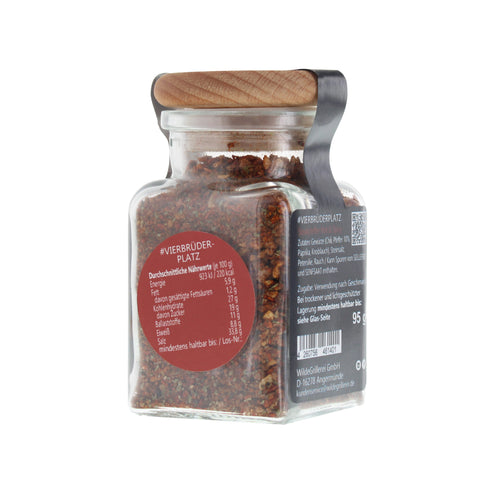 #VIERBRÜDERPLATZ - Steakpfeffer Hot & Spicy Glas mit Holzdeckel 95g MHD