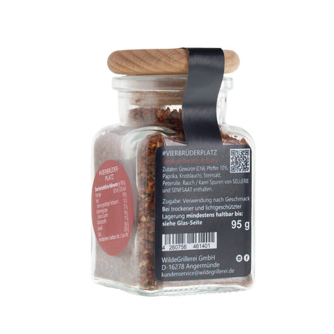 #VIERBRÜDERPLATZ - Steakpfeffer Hot & Spicy Glas mit Holzdeckel 95g MHD