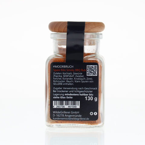 #MOORBRUCH - Spare Ribs Smoky BBQ Rub Glas mit Holzdeckel 130g MHD