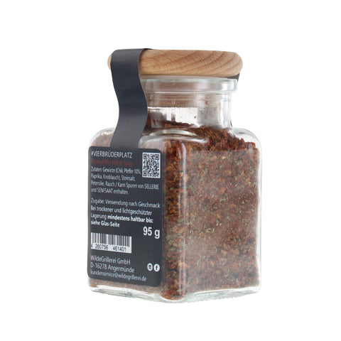 #VIERBRÜDERPLATZ - Steakpfeffer Hot & Spicy Glas mit Holzdeckel 95g MHD