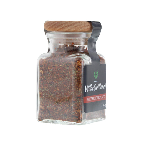 #VIERBRÜDERPLATZ - Steakpfeffer Hot & Spicy Glas mit Holzdeckel 95g MHD