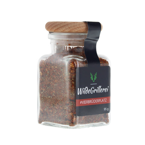 #VIERBRÜDERPLATZ - Steakpfeffer Hot & Spicy Glas mit Holzdeckel 95g MHD