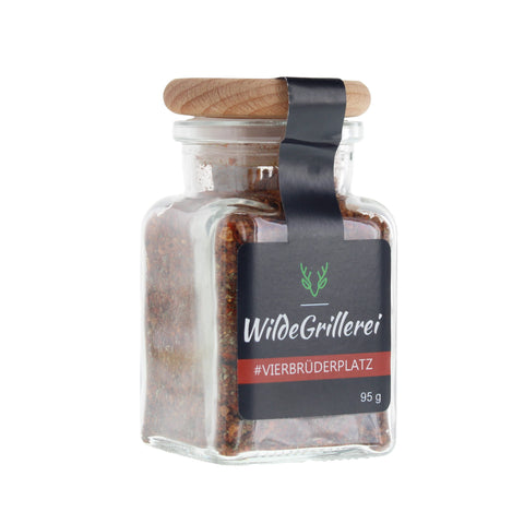 #VIERBRÜDERPLATZ - Steakpfeffer Hot & Spicy Glas mit Holzdeckel 95g MHD