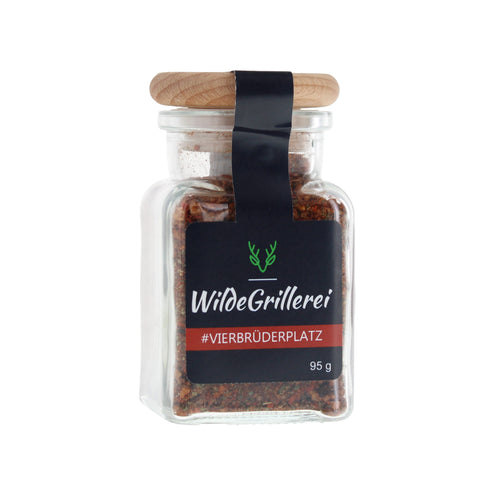 #VIERBRÜDERPLATZ - Steakpfeffer Hot & Spicy Glas mit Holzdeckel 95g MHD