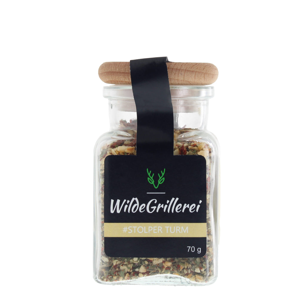 #STOLPER TURM - Aglio Olio Glas mit Holzdeckel 70g MHD
