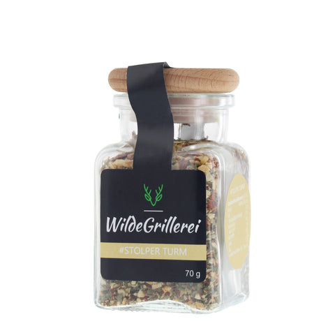 #STOLPER TURM - Aglio Olio Glas mit Holzdeckel 70g MHD