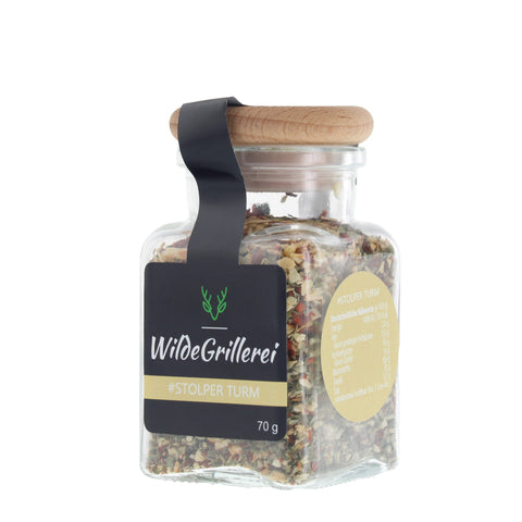 #STOLPER TURM - Aglio Olio Glas mit Holzdeckel 70g MHD