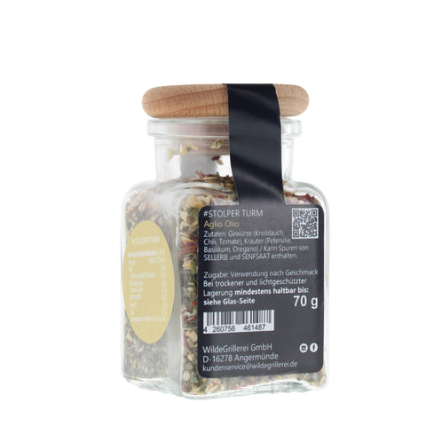 #STOLPER TURM - Aglio Olio Glas mit Holzdeckel 70g MHD