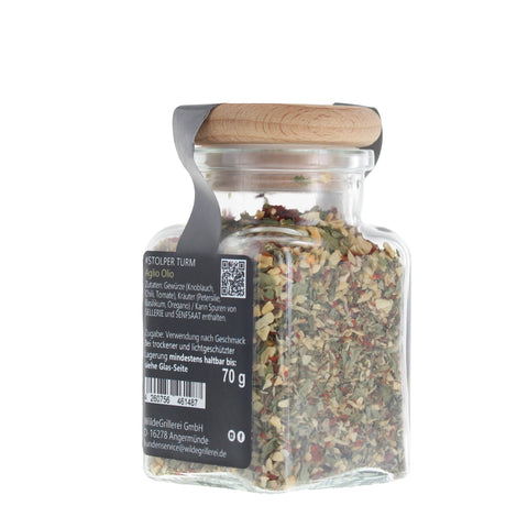 #STOLPER TURM - Aglio Olio Glas mit Holzdeckel 70g MHD