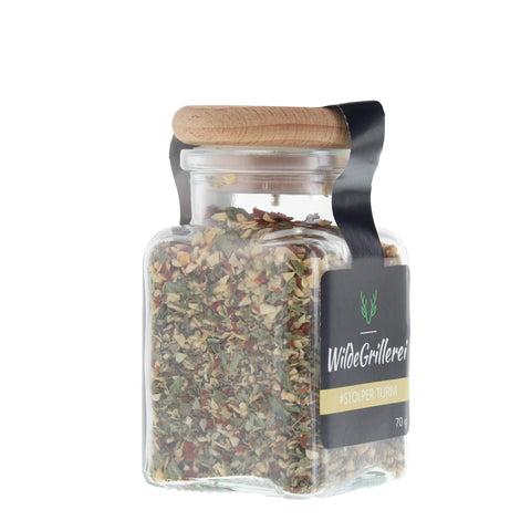 #STOLPER TURM - Aglio Olio Glas mit Holzdeckel 70g MHD