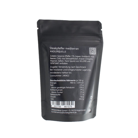 #ADLERQUELLE - Steakpfeffer mediterran Beutel mit Druckverschluss 60g MHD