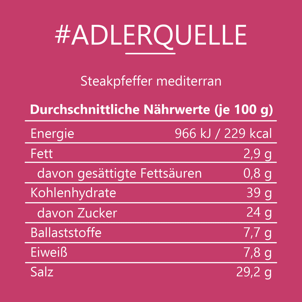 #ADLERQUELLE - Steakpfeffer mediterran Beutel mit Druckverschluss 60g MHD