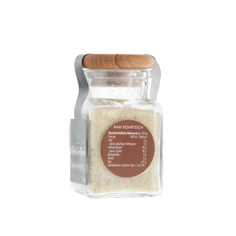 Rohrzucker mit Bourbon-Vanille - #AM ROHRTEICH - Glas mit Holzdeckel 130g MHD