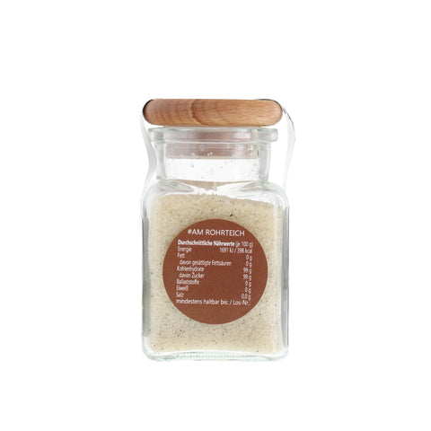 Rohrzucker mit Bourbon-Vanille - #AM ROHRTEICH - Glas mit Holzdeckel 130g MHD