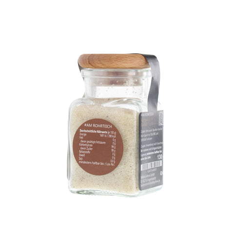 Rohrzucker mit Bourbon-Vanille - #AM ROHRTEICH - Glas mit Holzdeckel 130g MHD