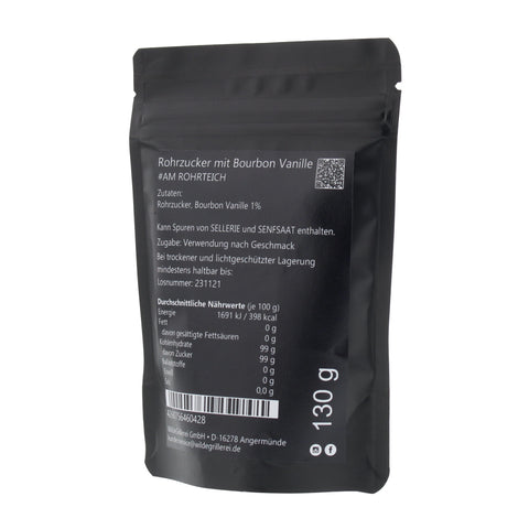 #AM ROHRTEICH - Rohrzucker mit Bourbon Vanille Beutel mit Druckverschluss 130g MHD