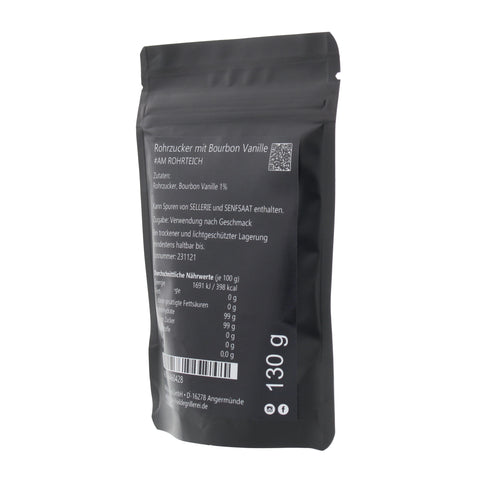 #AM ROHRTEICH - Rohrzucker mit Bourbon Vanille Beutel mit Druckverschluss 130g MHD