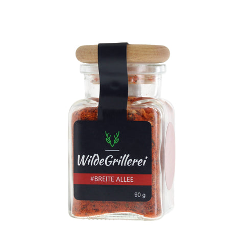 #BREITE ALLEE - Gyros rot Glas mit Holzdeckel 90g MHD