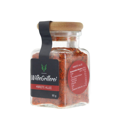 #BREITE ALLEE - Gyros rot Glas mit Holzdeckel 90g MHD