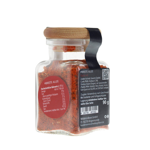 #BREITE ALLEE - Gyros rot Glas mit Holzdeckel 90g MHD