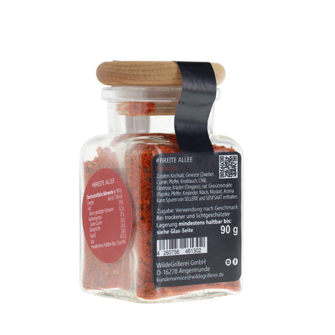 #BREITE ALLEE - Gyros rot Glas mit Holzdeckel 90g MHD