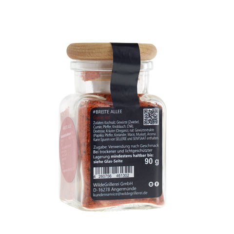 #BREITE ALLEE - Gyros rot Glas mit Holzdeckel 90g MHD