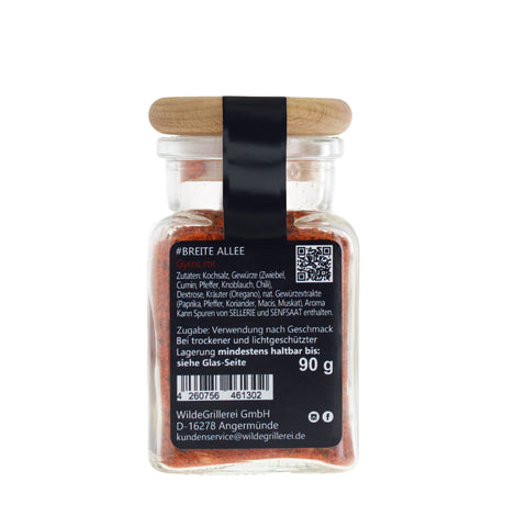 #BREITE ALLEE - Gyros rot Glas mit Holzdeckel 90g MHD