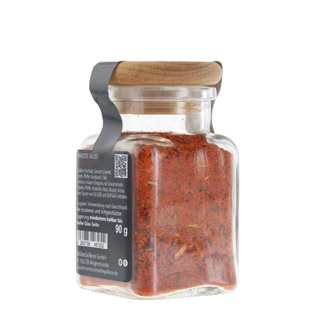 #BREITE ALLEE - Gyros rot Glas mit Holzdeckel 90g MHD