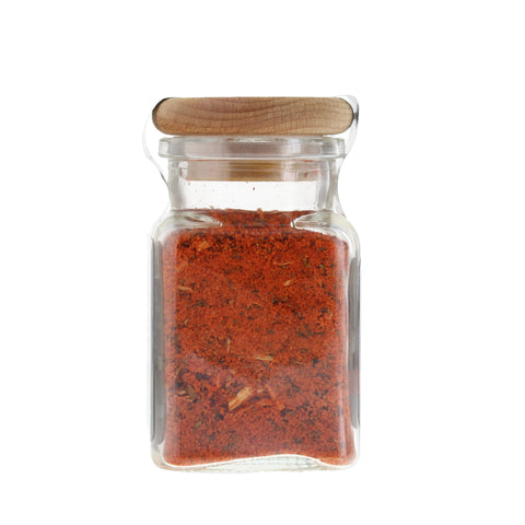 #BREITE ALLEE - Gyros rot Glas mit Holzdeckel 90g MHD