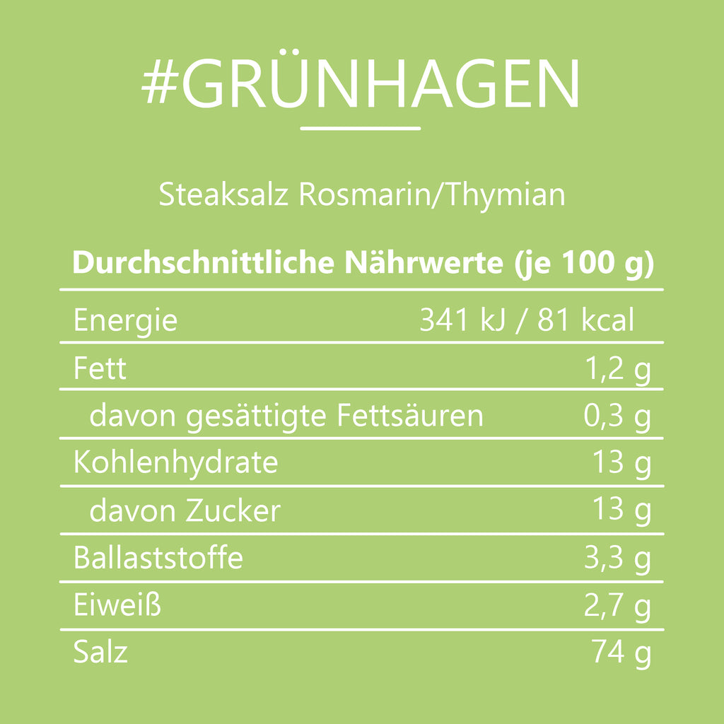#GRÜNHAGEN - Steaksalz Rosmarin/Thymian Beutel mit Druckverschluss 125g MHD