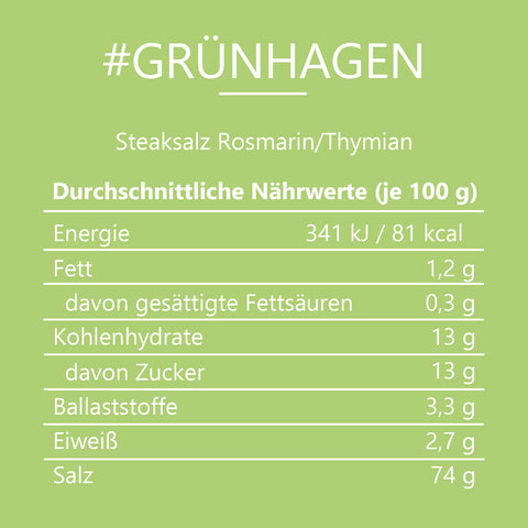 #GRÜNHAGEN - Steaksalz Rosmarin/Thymian Beutel mit Druckverschluss 125g MHD