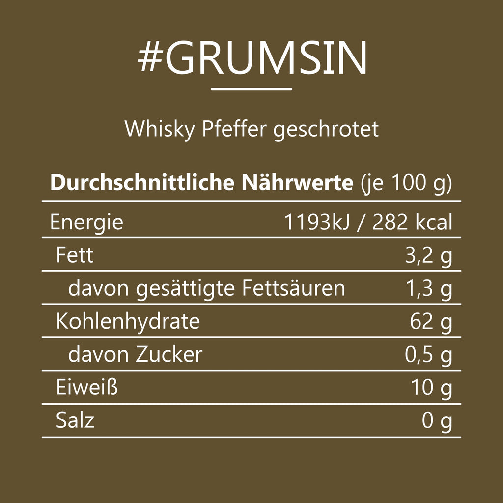 #GRUMSIN - Whisky Pfeffer geschrotet Beutel mit Druckverschluss 80g MHD