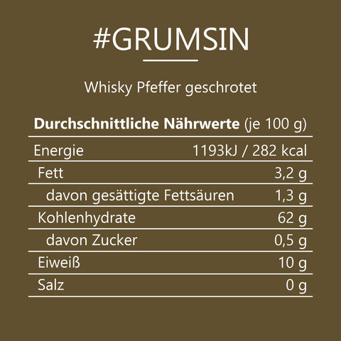 #GRUMSIN - Whisky Pfeffer geschrotet Beutel mit Druckverschluss 80g MHD