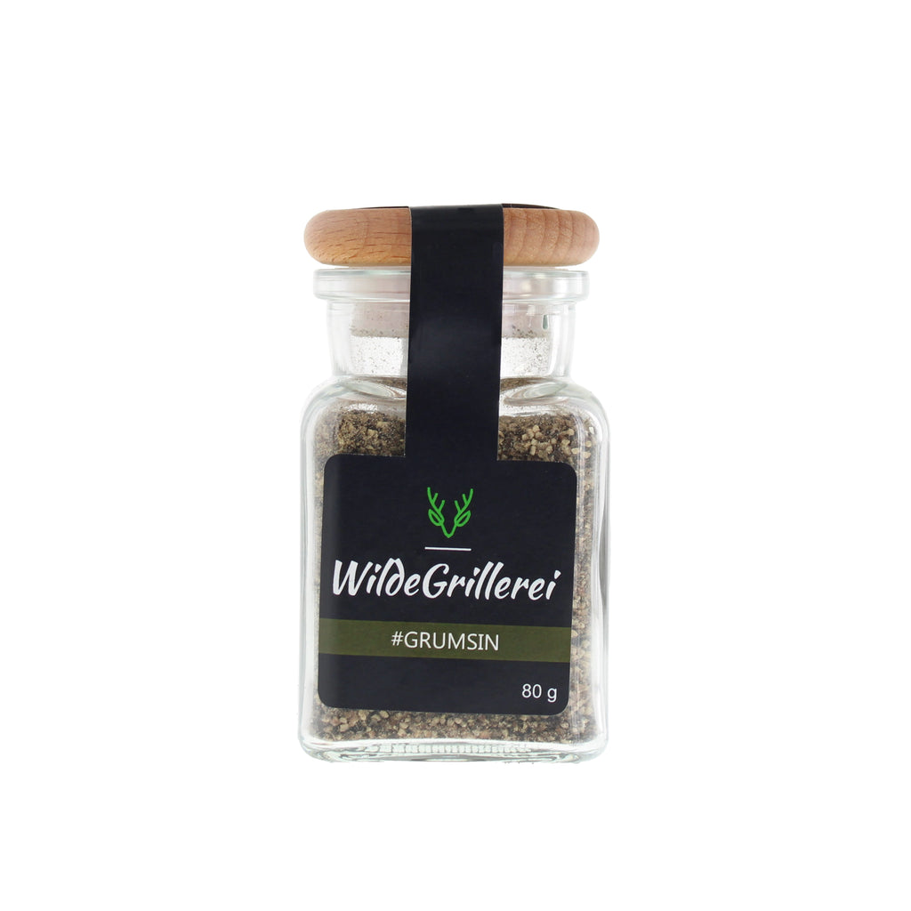 Whisky-Pfeffer geschrotet - #GRUMSIN -Glas mit Holzdeckel 80g MHD