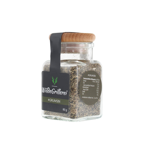 Whisky-Pfeffer geschrotet - #GRUMSIN -Glas mit Holzdeckel 80g MHD